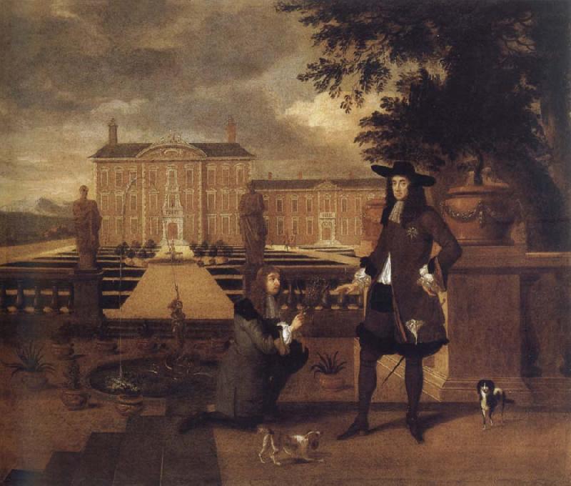 unknow artist John Rose,the royal gardener,presenting a pineapple to Charles ii before a fictitious garden Germany oil painting art